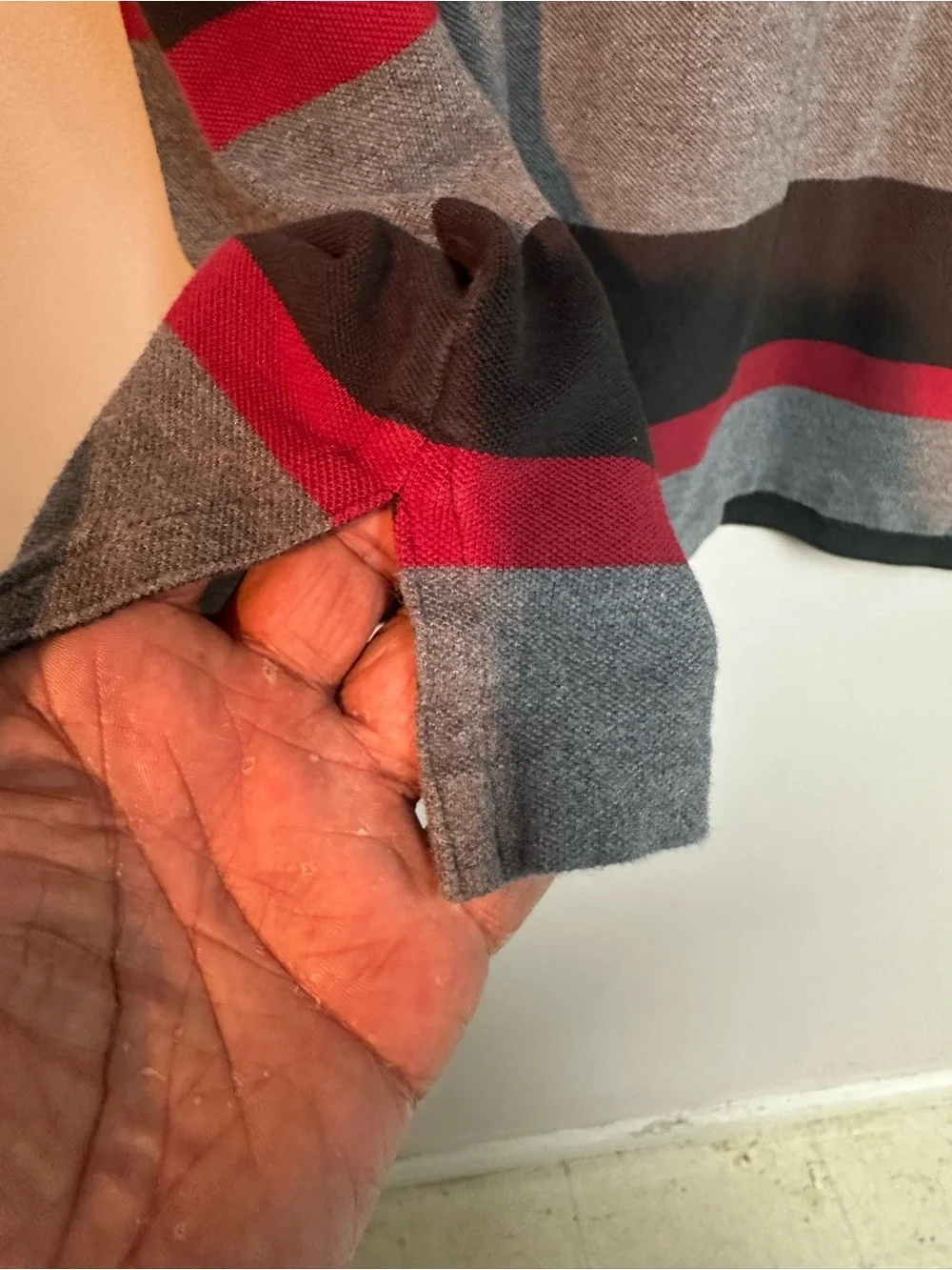 Ralph Lauren Striped Polo Shirt in Black, Gray & Red
